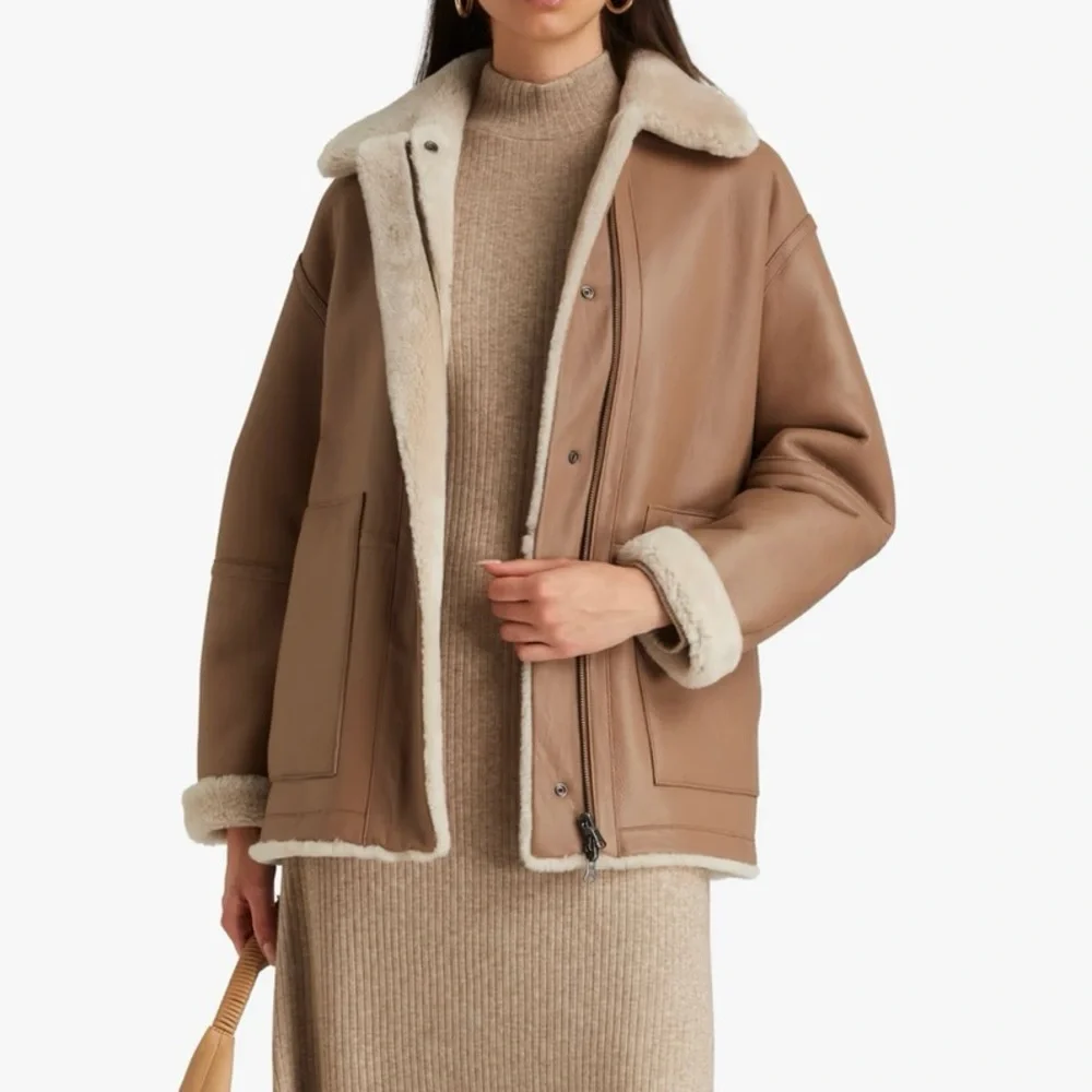 VINCE Reversible Leather and Shearling Jacket - Picture 2 of 11